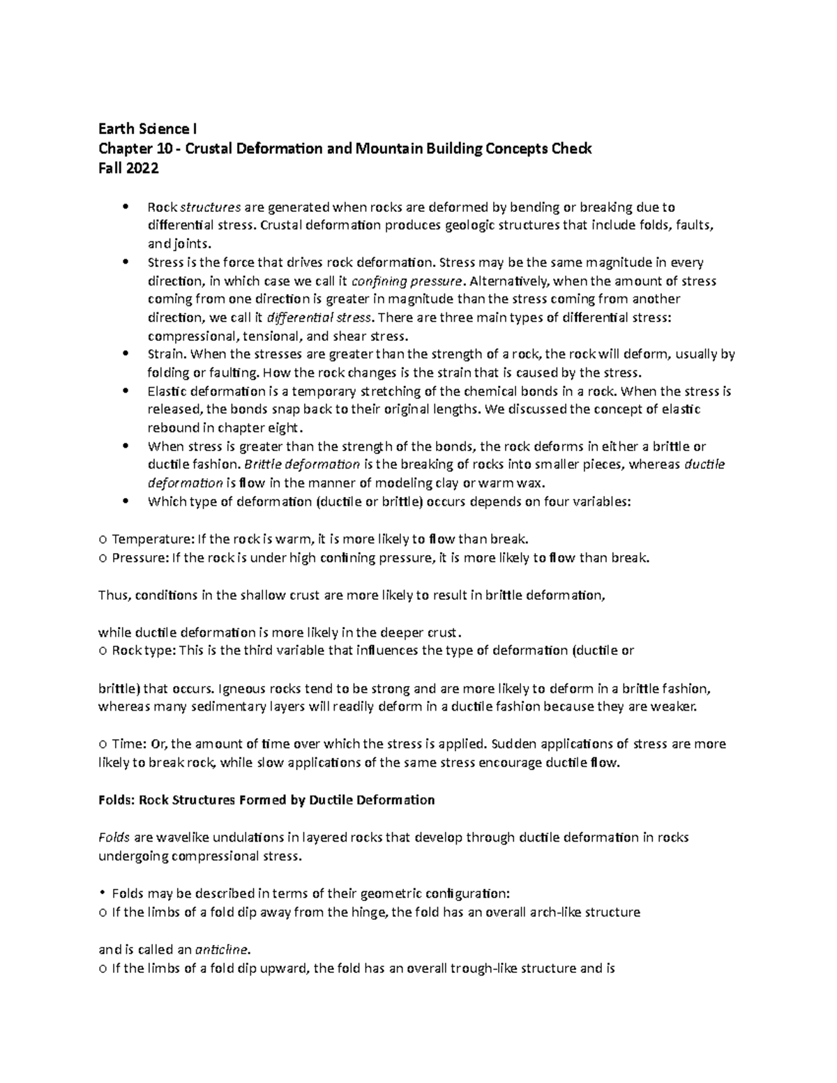 Ch 10 Voacb Earth Science Chapter 10 Vocabulary Earth Science I