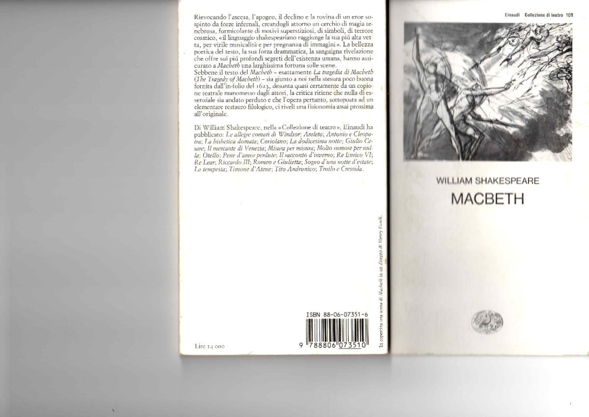 Storia Del Teatro E Dello Spettacolo Unimi Macbeth - Voto: 8 - Storia del teatro e dello spettacolo - Studocu