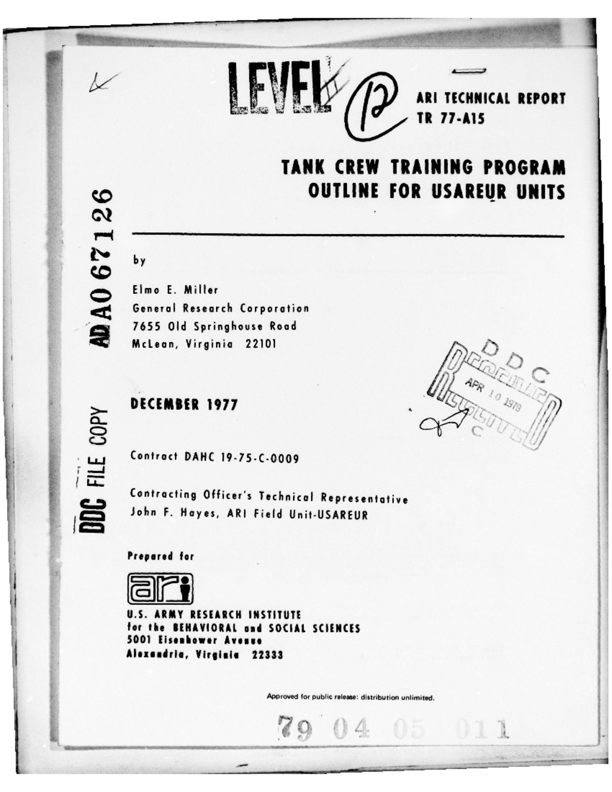 ADA067126 - BMS designing and its component - REPORT TANK CREW TRAINING ...