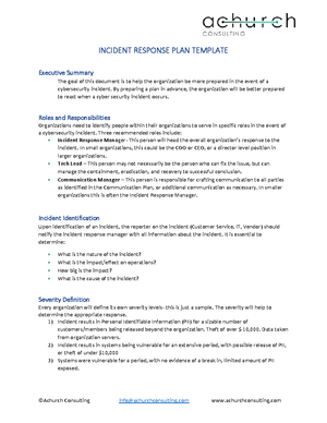 Incidentresponseplan 1 - Computer Security Incident Response Plan Name ...