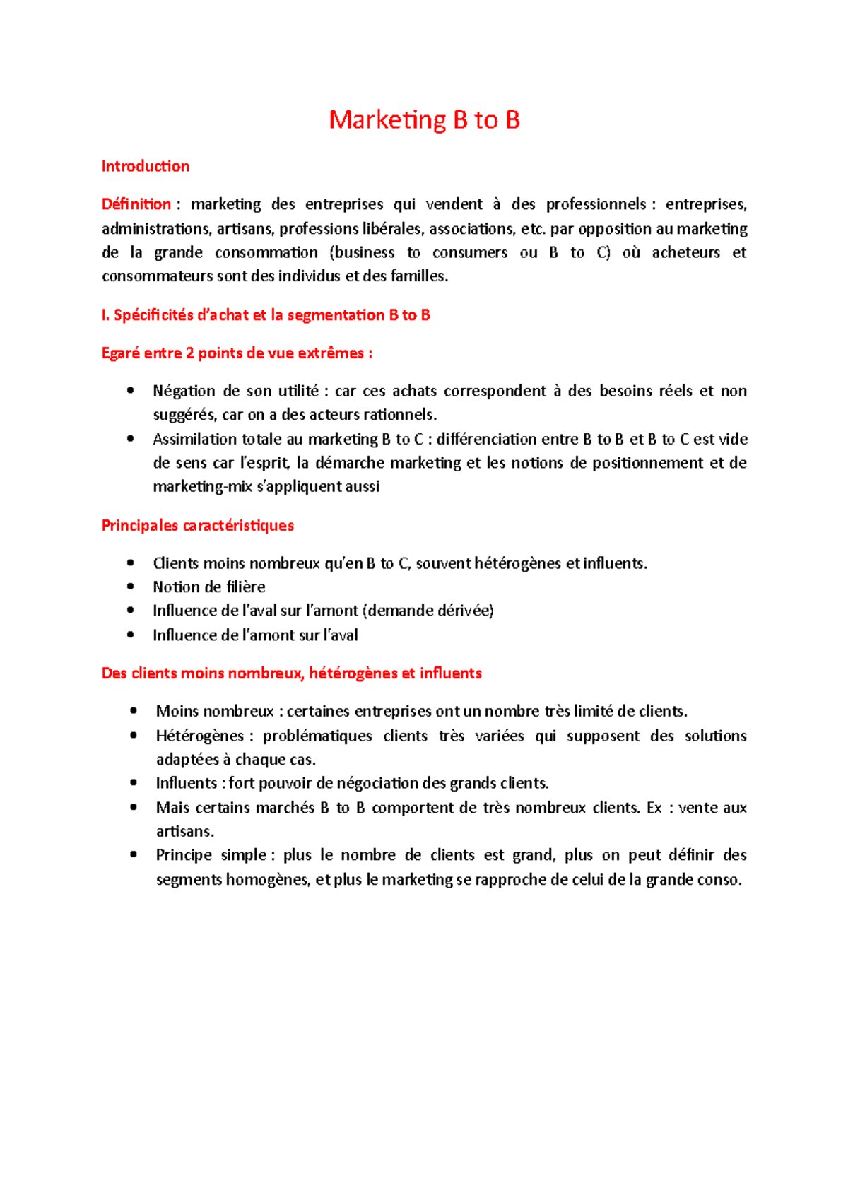 Marketing B To B - Notes De Cours 2 - Marketing B To B Introduction ...