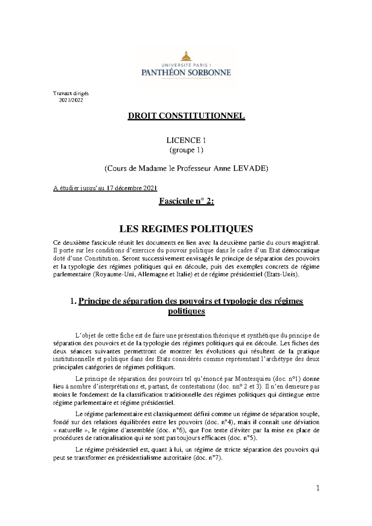 DC S1 - Fasc2 - Fascicule DC S1 L1 - Travaux Dirigés 2021/ DROIT ...