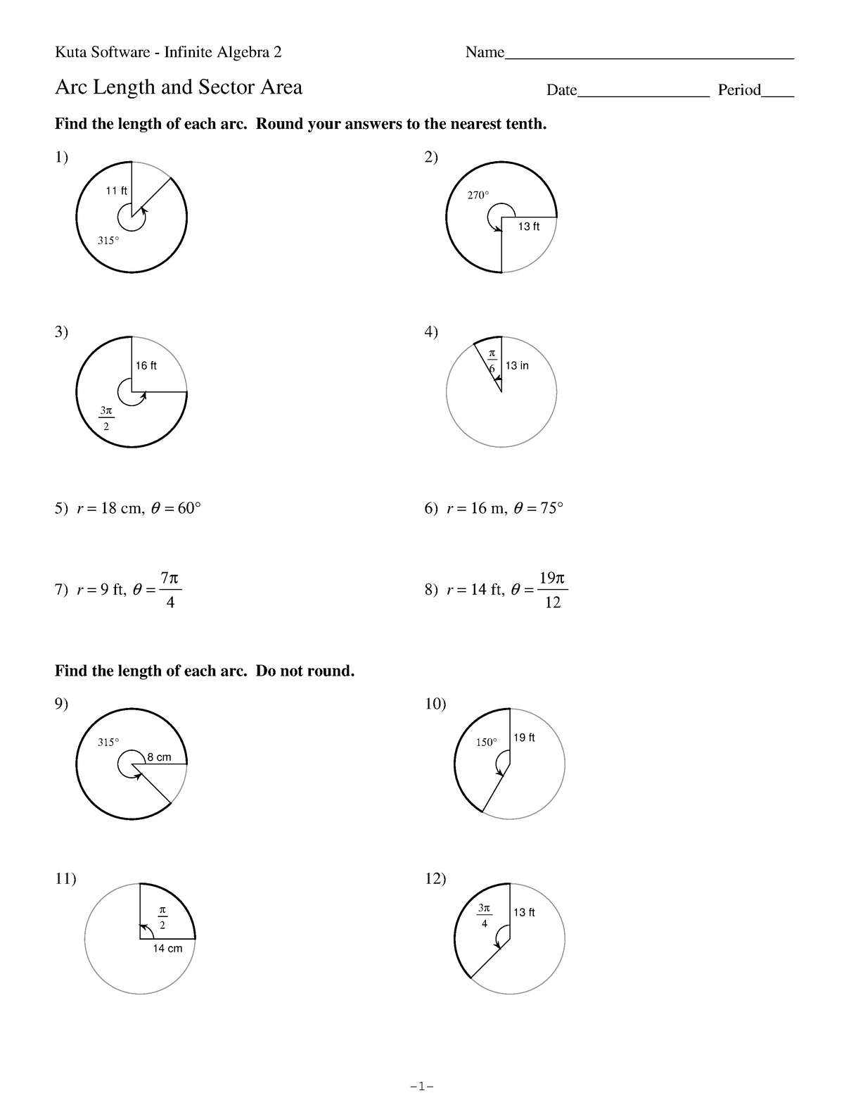 Arc Length And Sector Area - © 8 A 260 K 121 G Pkluytrax Msioafqtiwpa 3 