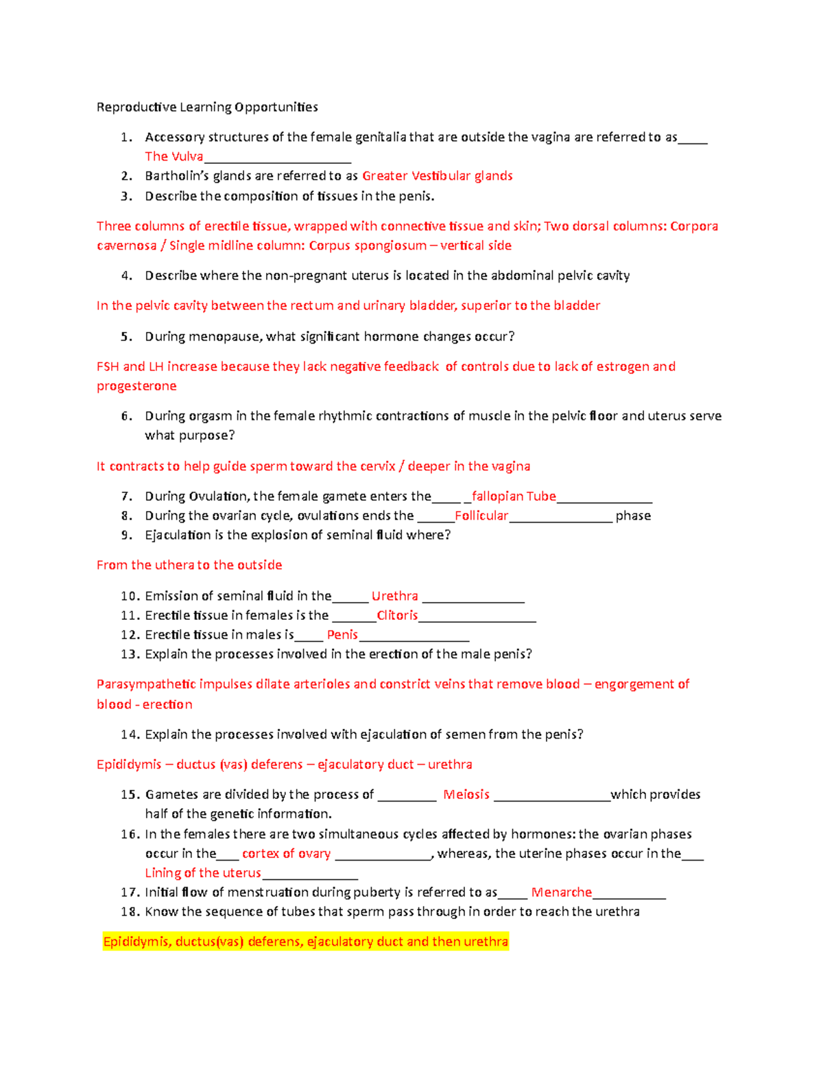 Repro Study Guide - Reproductive Learning Opportunities Accessory ...