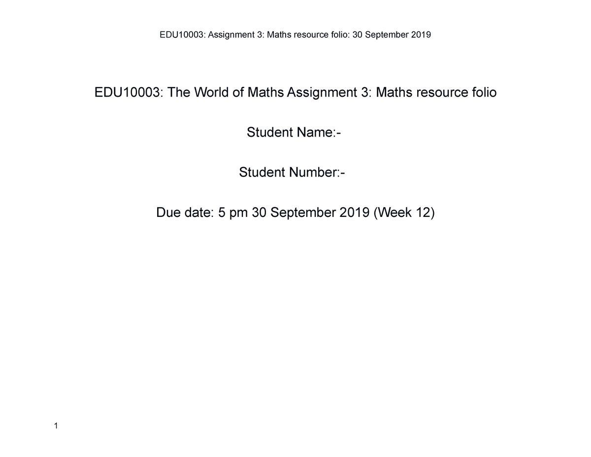 edu10003 world of maths assignment 3 presentation