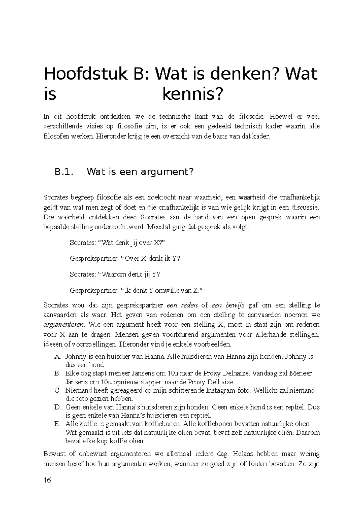 Hfst B - Very Helpful To Study With - Hoofdstuk B: Wat Is Denken? Wat ...