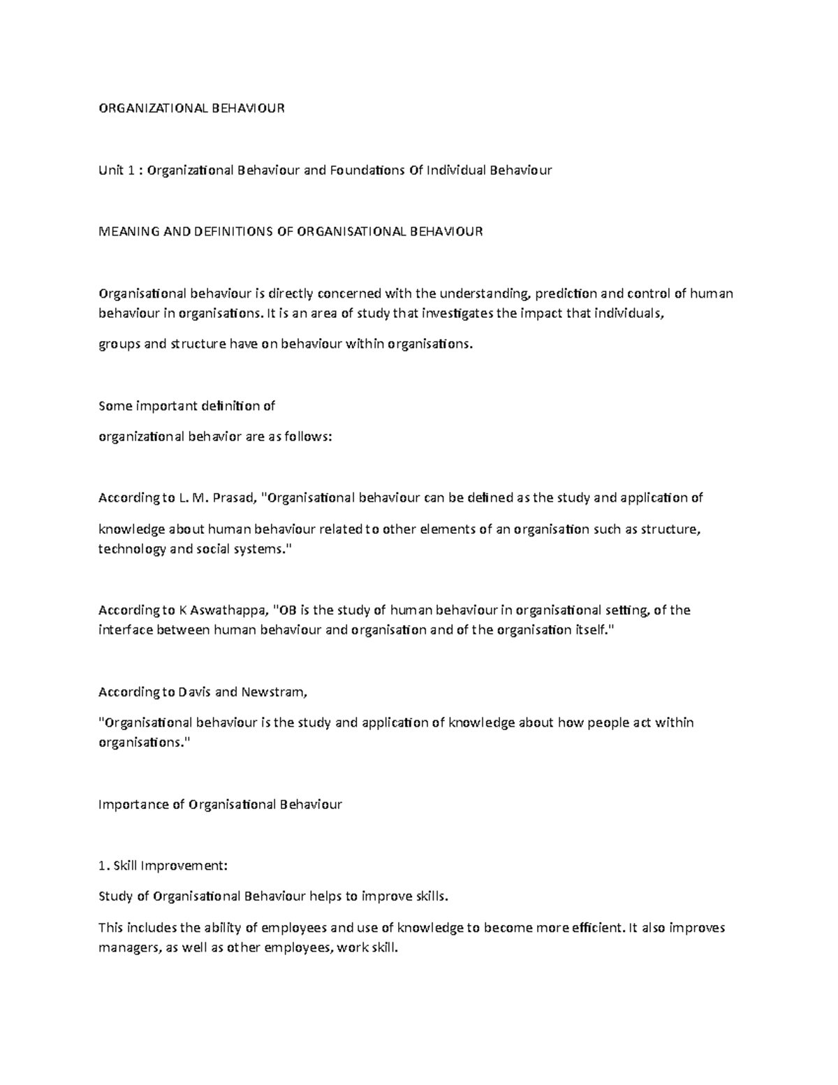 OB individual behavior 241102 175657 - ORGANIZATIONAL BEHAVIOUR Unit 1 ...