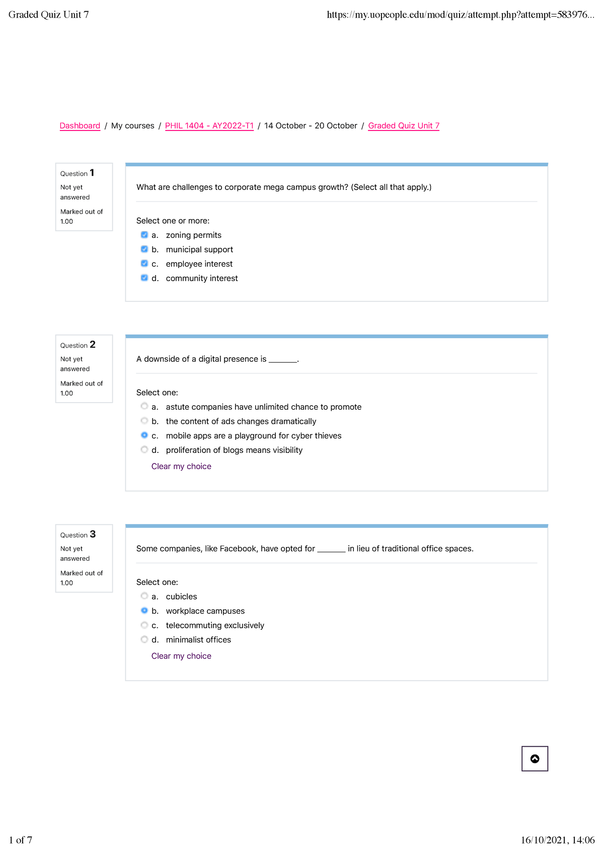 PHIL 1404 Graded Quiz Unit 7 - Question 1 Not Yet Answered Marked Out ...