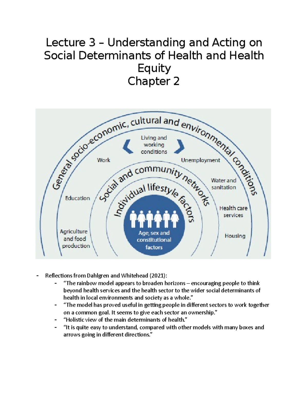 Lecture 3 – Understanding and acting on social determinants of Health ...