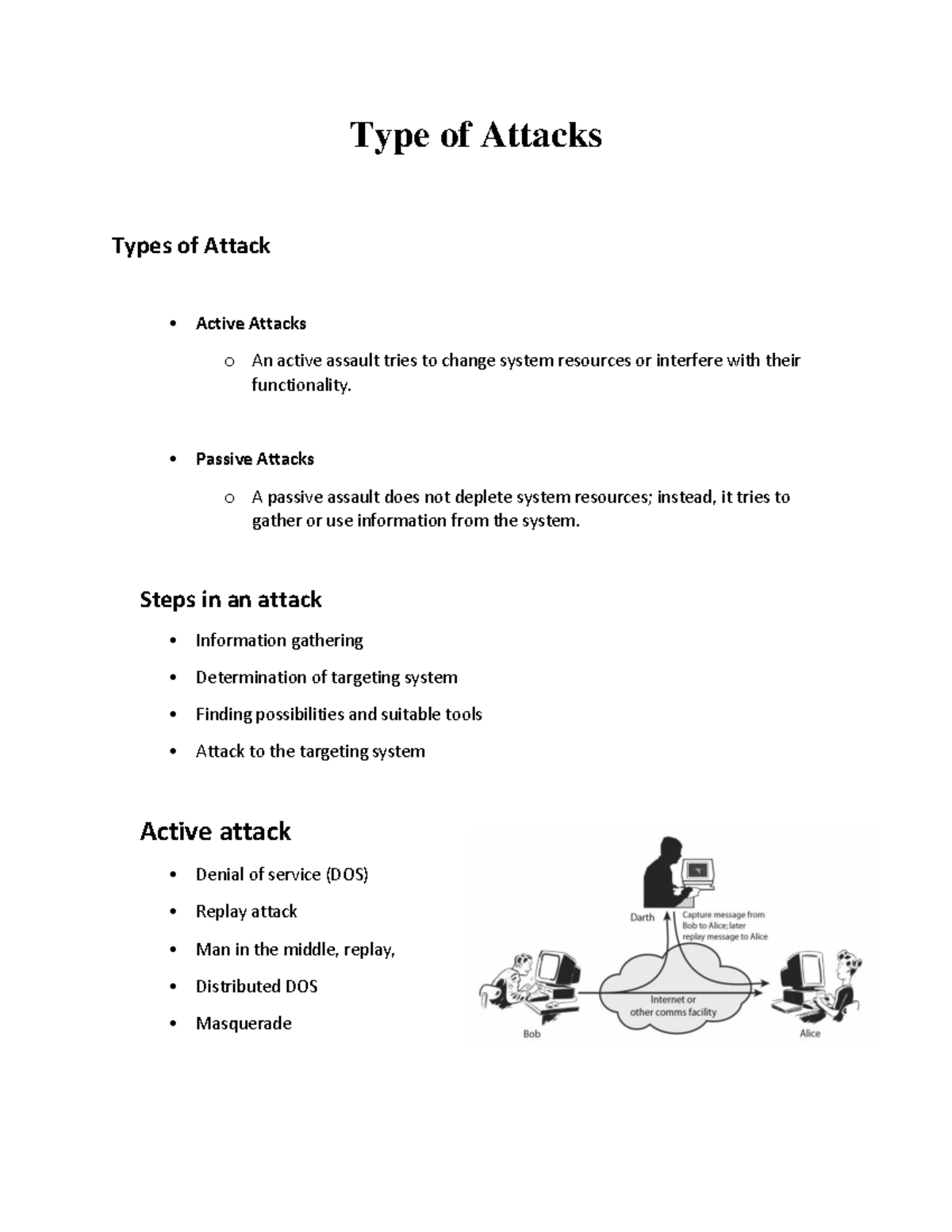 Type of Attacks part 1 Computer and Network Security Type of Attacks Types of Attack Active