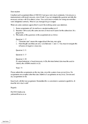 DSC4812 Assignment 01 - purpose of this module is to enable the student ...