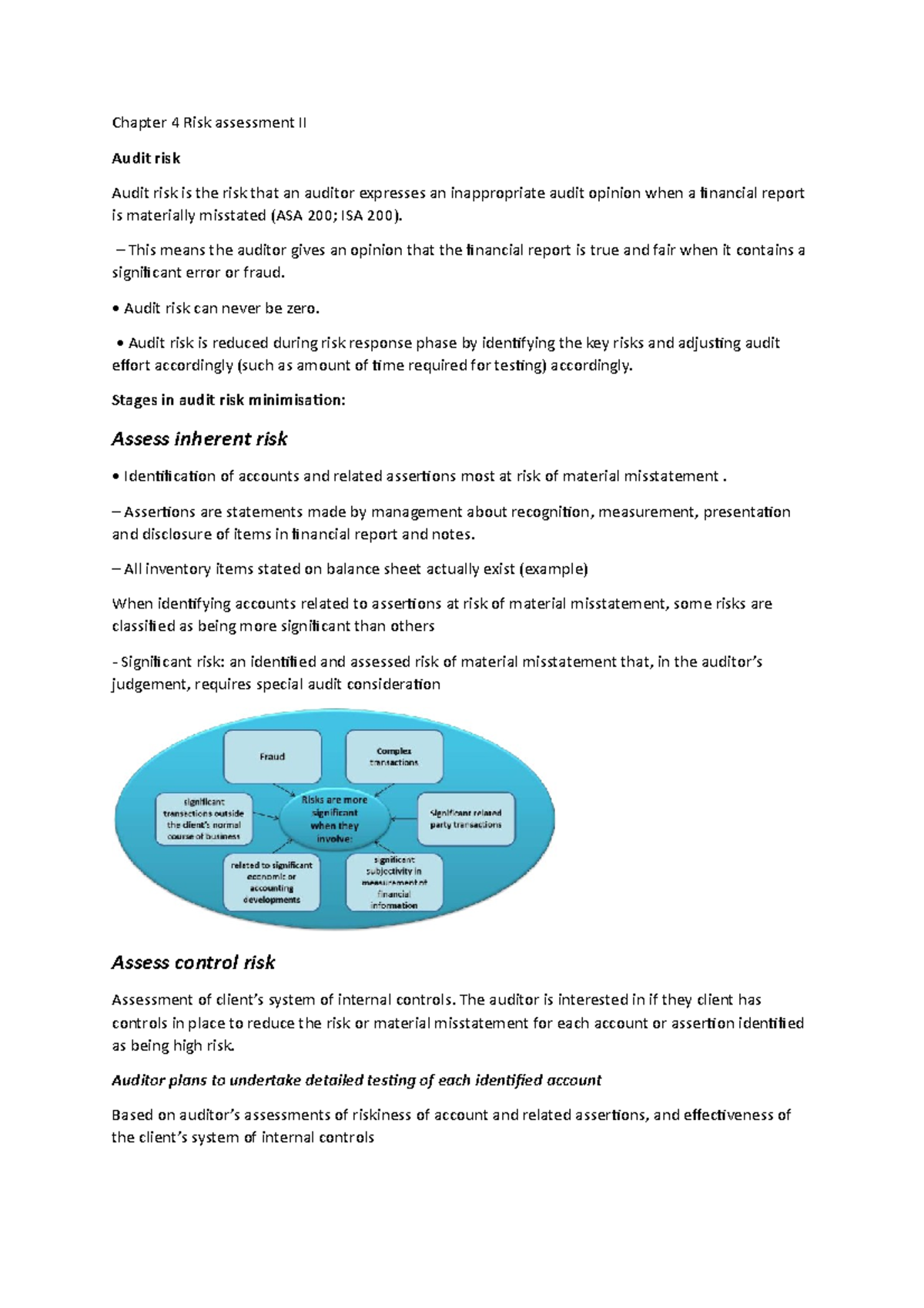 Chapter 4 Risk assessment II - This means the auditor gives an opinion ...