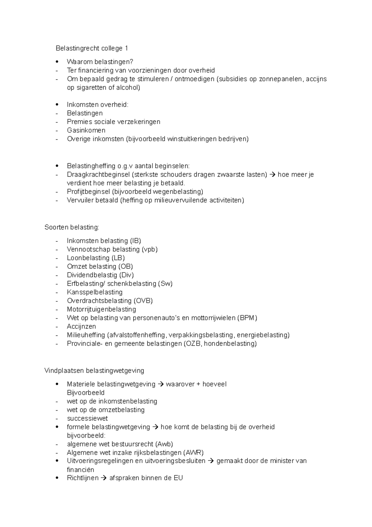 College 1 - Klsvfiwsjdojeskfhneldjwsbh - Belastingrecht College 1 ...