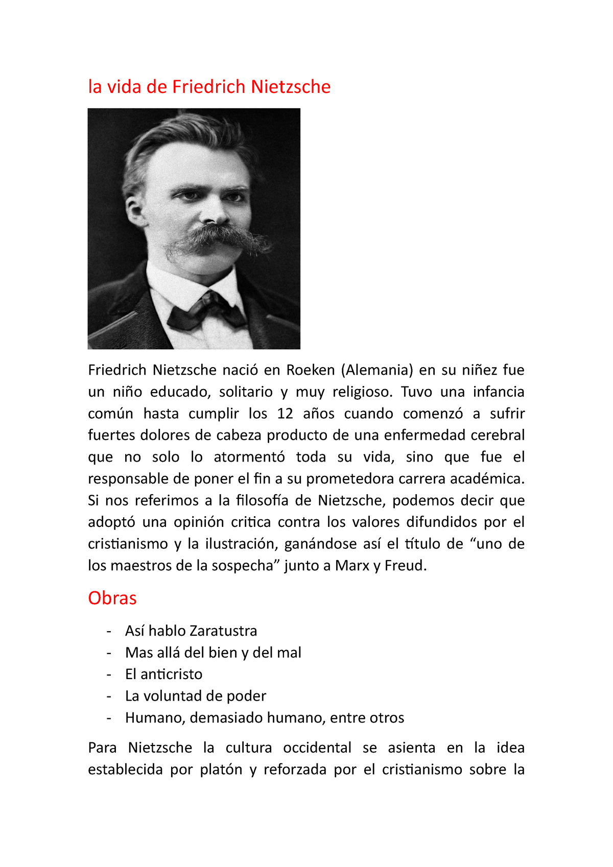 La Vida De Friedrich Nietzsche La Vida De Friedrich Nietzsche