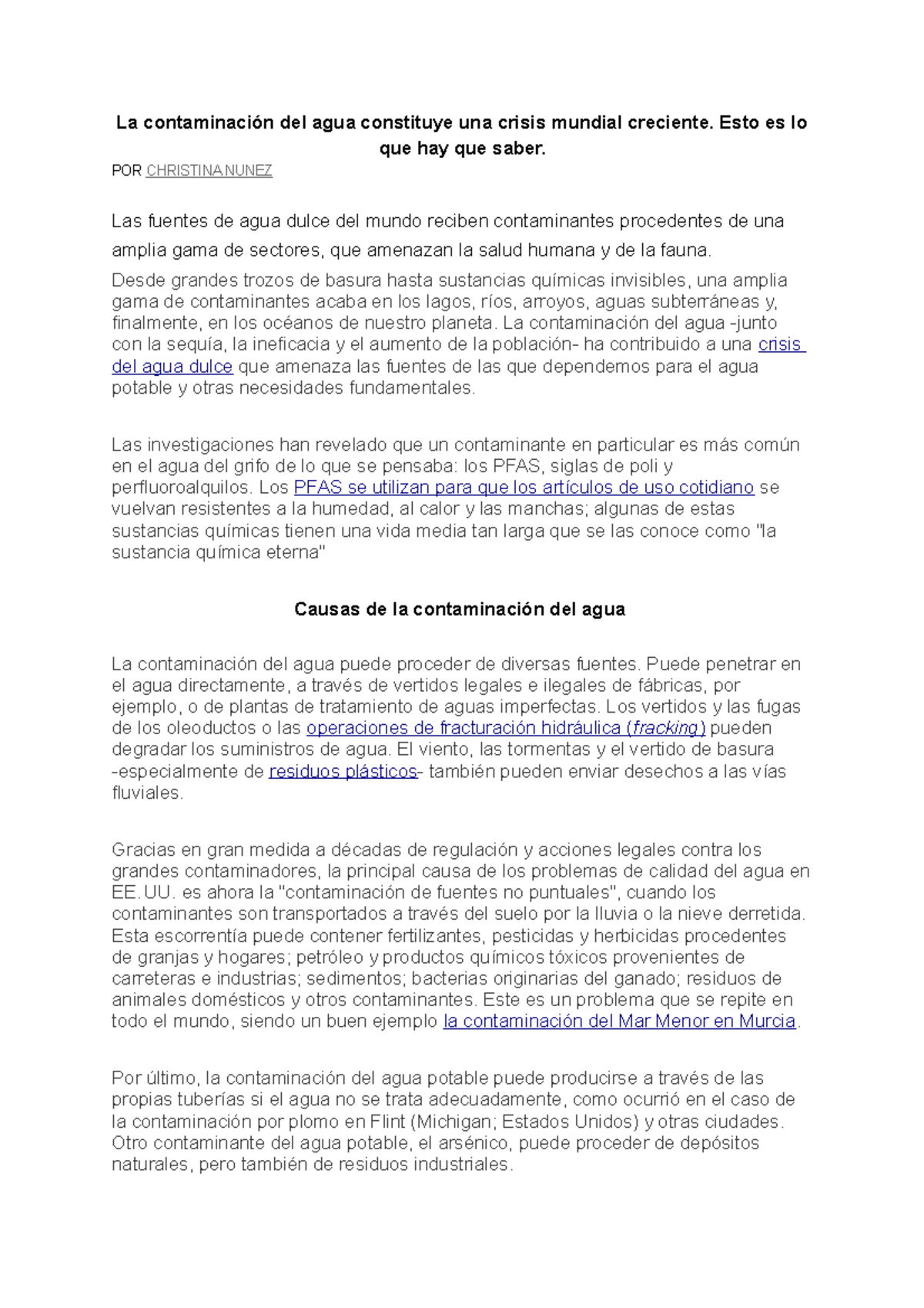 Dimension 3. analis - La contaminación del agua constituye una crisis ...