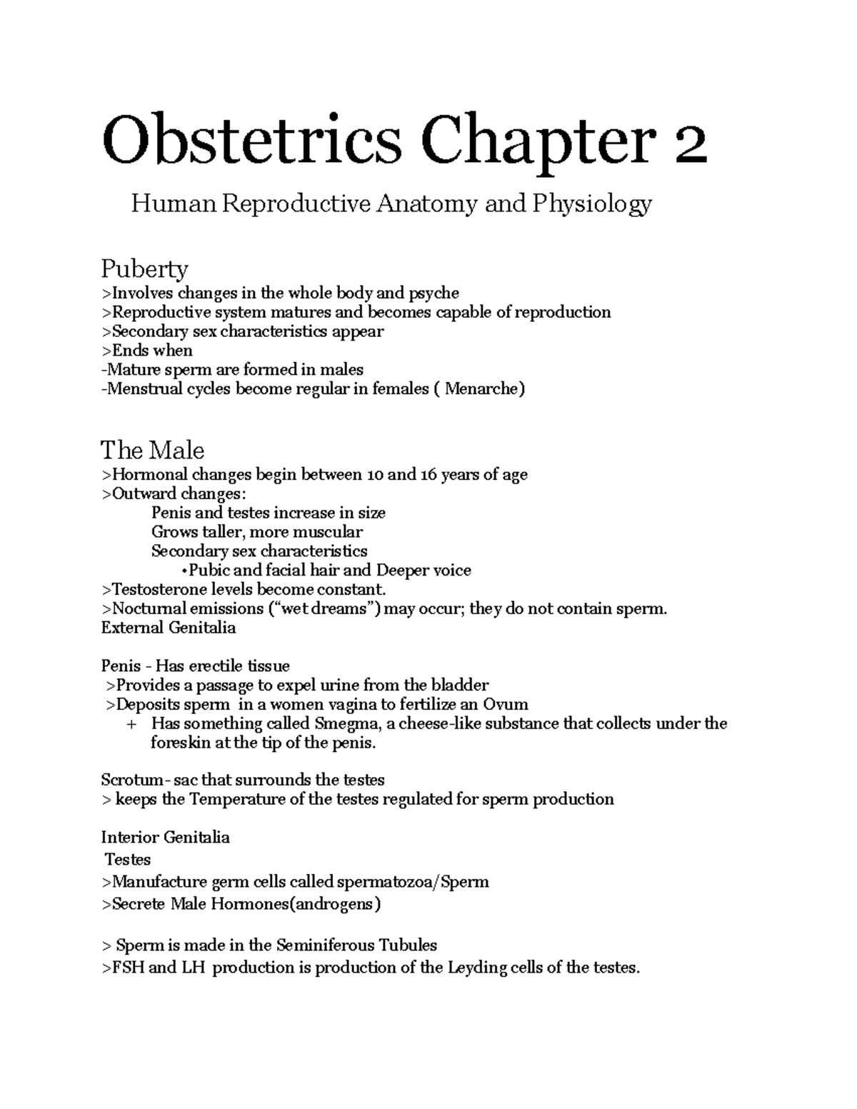 Obstetrics Chapter 2 - lecture notes - Obstetrics Chapter 2 Human ...