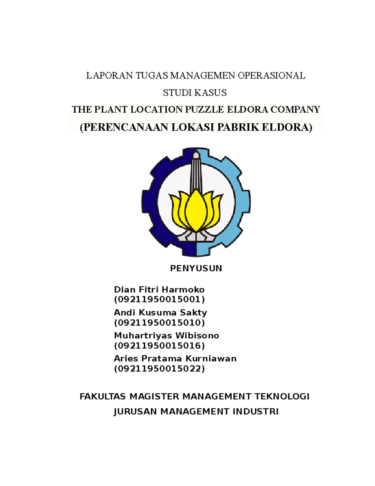 Makalah THE Plant Location Puzzle StuDocu