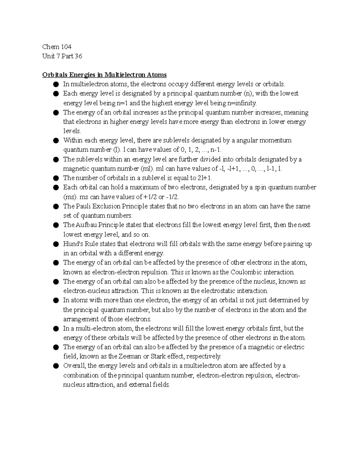 General Chemistry 104 Unit 7 Part 36 Notes - Chem 104 Unit 7 Part 36 ...