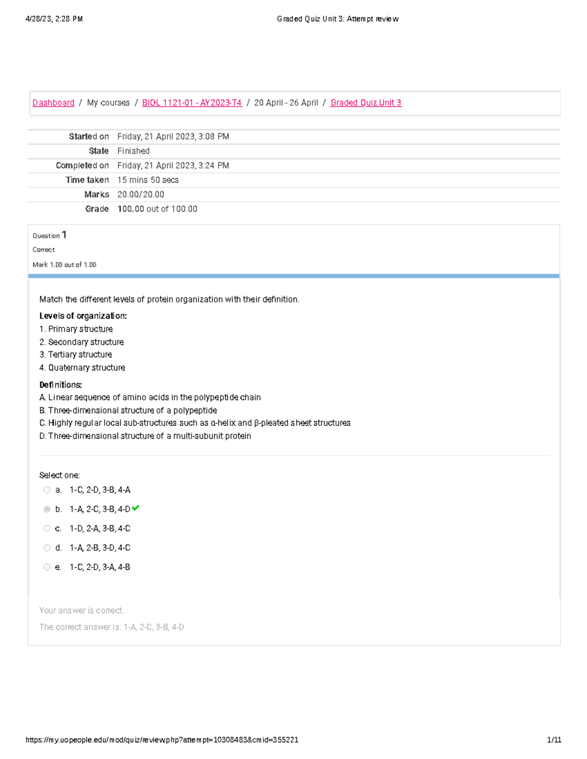 Graded Quiz Unit 3 Attempt Review - Started On Friday, 21 April 2023, 3 ...