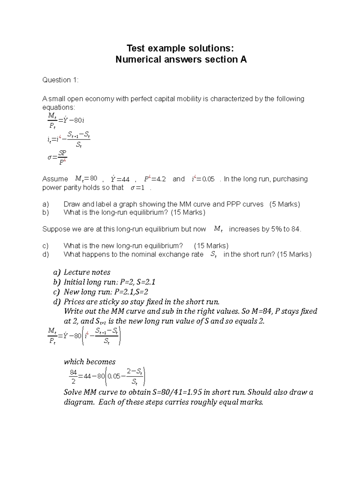 Test Example Solutions Economics For Managers Eco6073 Sunderland Studocu