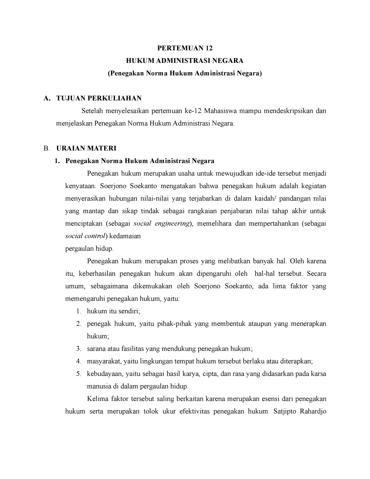 Penegakan Norma Hukum Administrasi Negara - PERTEMUAN 12 HUKUM ...