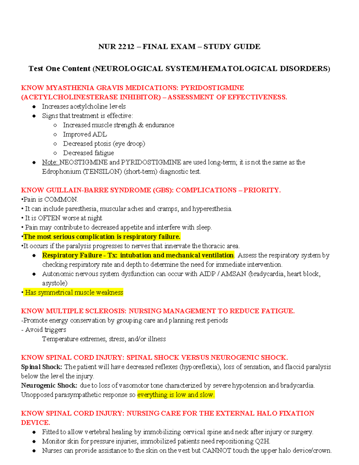 Medsurg Final study guide - NUR 2212 – FINAL EXAM – STUDY GUIDE Test ...