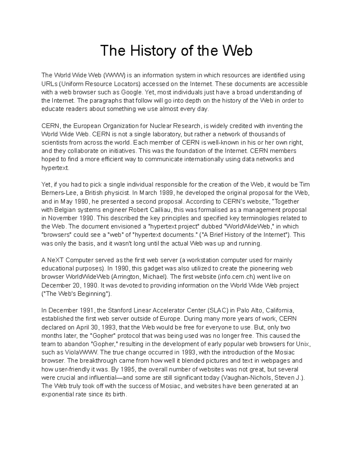 history of the world wide web essay