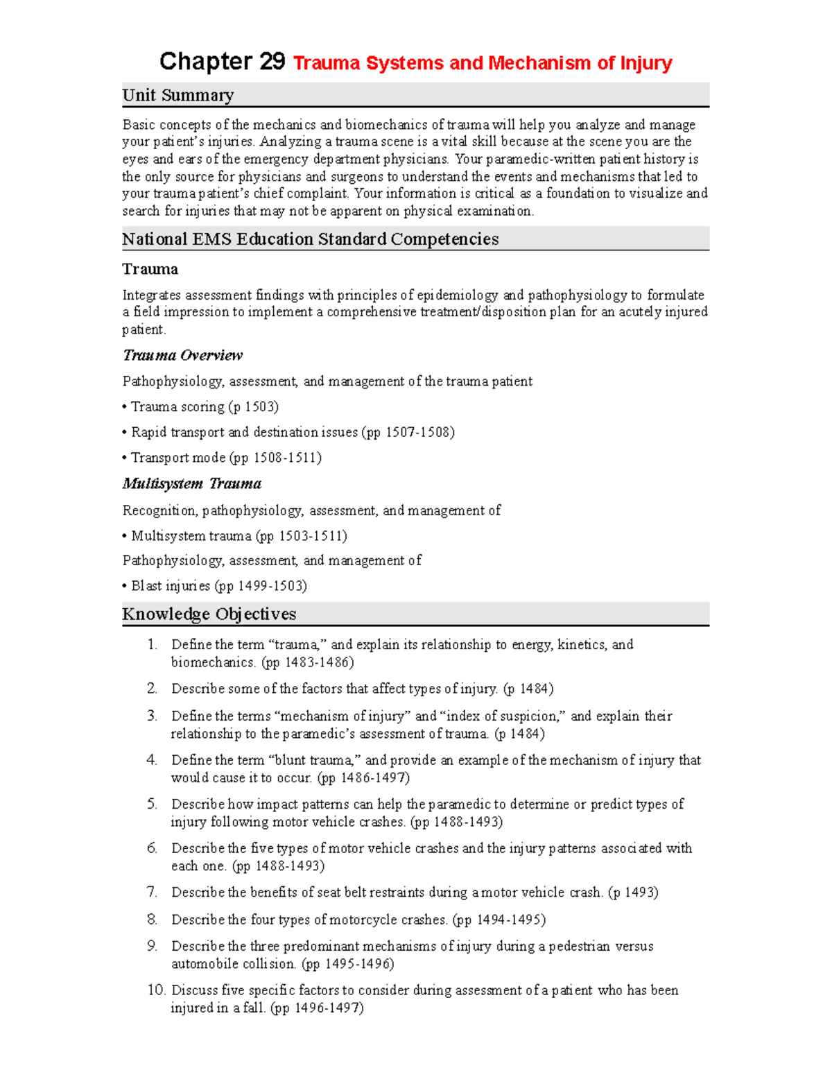 Ch29 Trauma Systems And Mechanism Of Injury - Analyzing A Trauma Scene ...