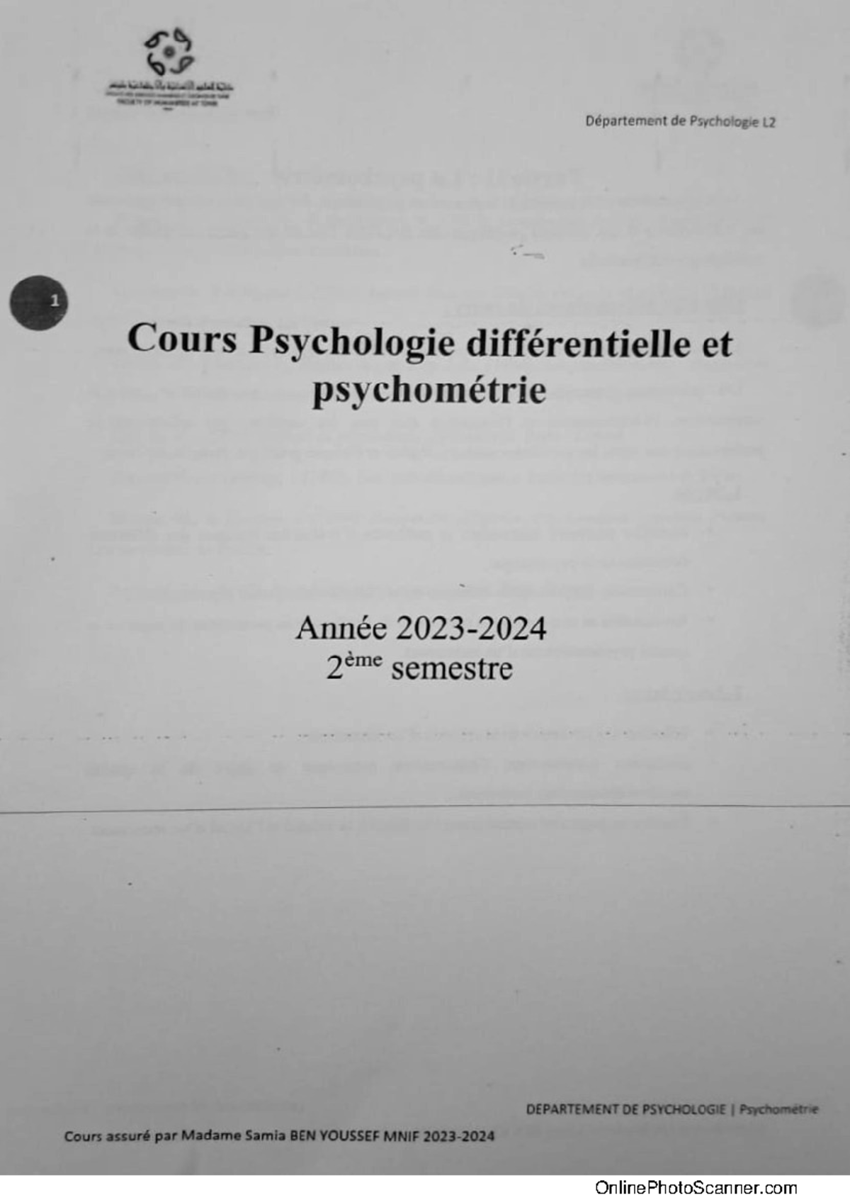 1. La Psychom Ã©trie 2024 - psychologie - Studocu