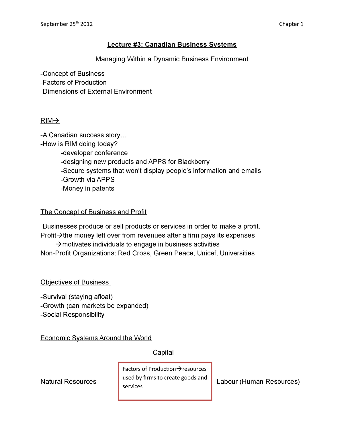 Lecture 3 Lecture 3 Canadian Business Systems Managing Within A Dynamic Business Environment Studocu