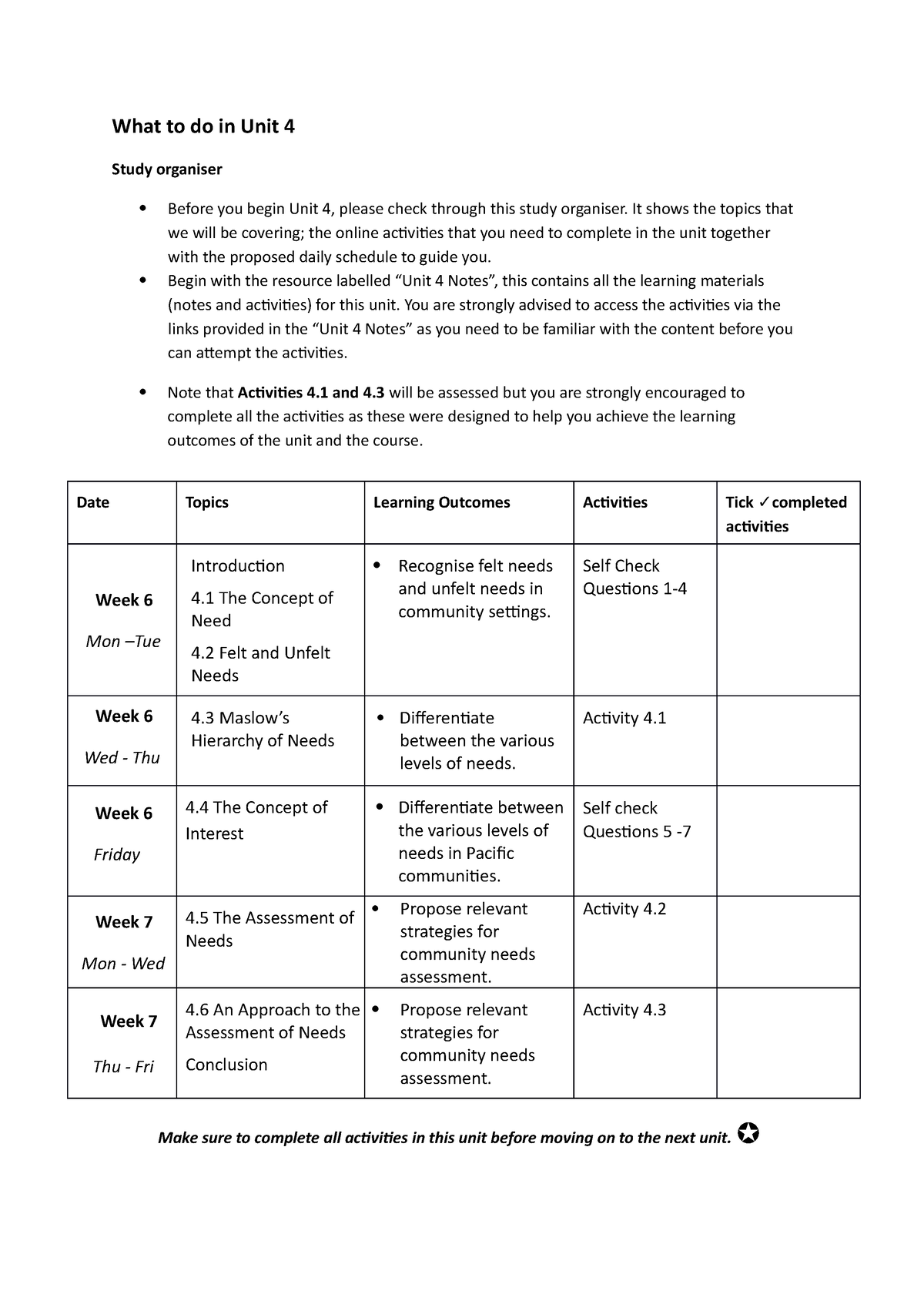 What To Do In This Unit 4 - Unit 4 - What To Do In Unit 4 Study ...