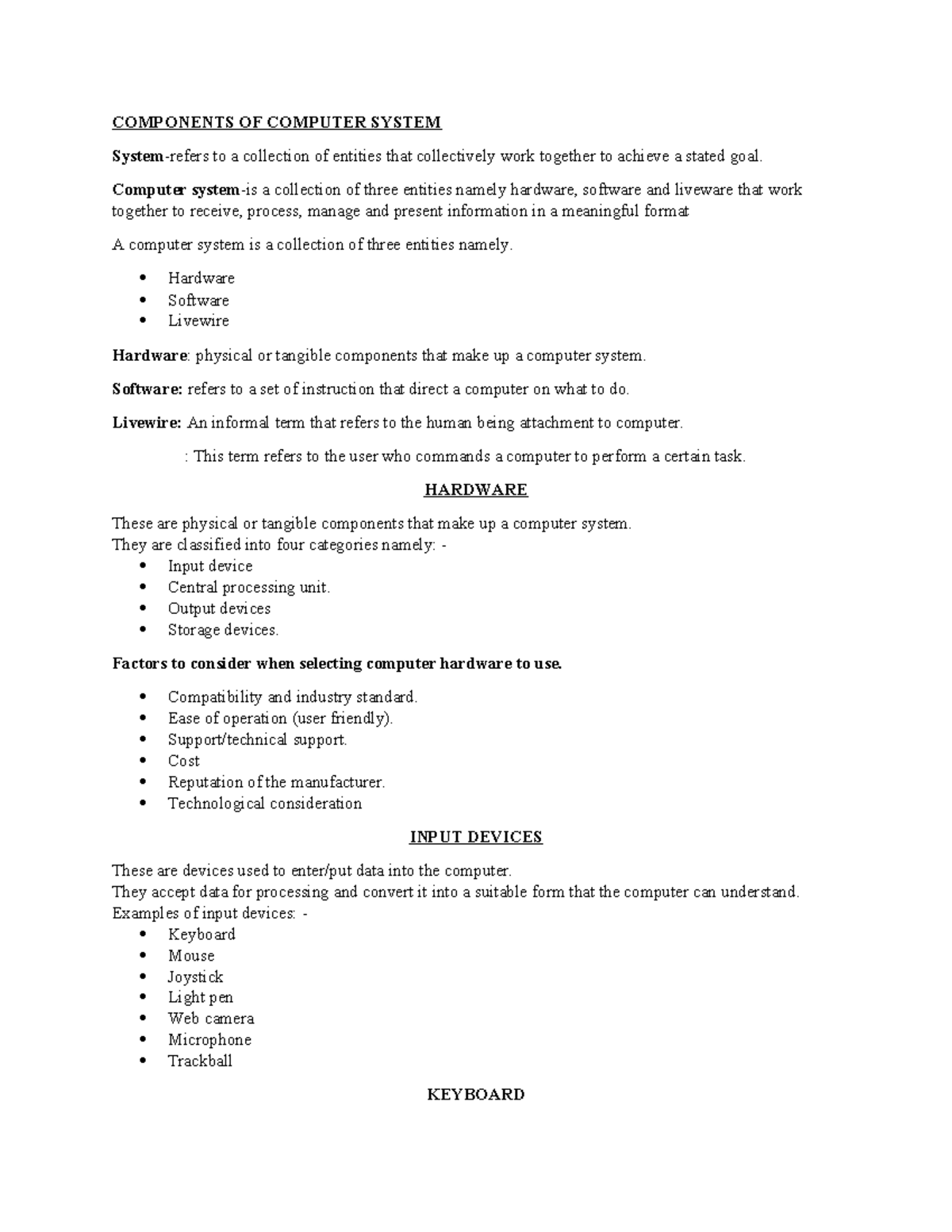 Components OF Computer System - COMPONENTS OF COMPUTER SYSTEM System ...
