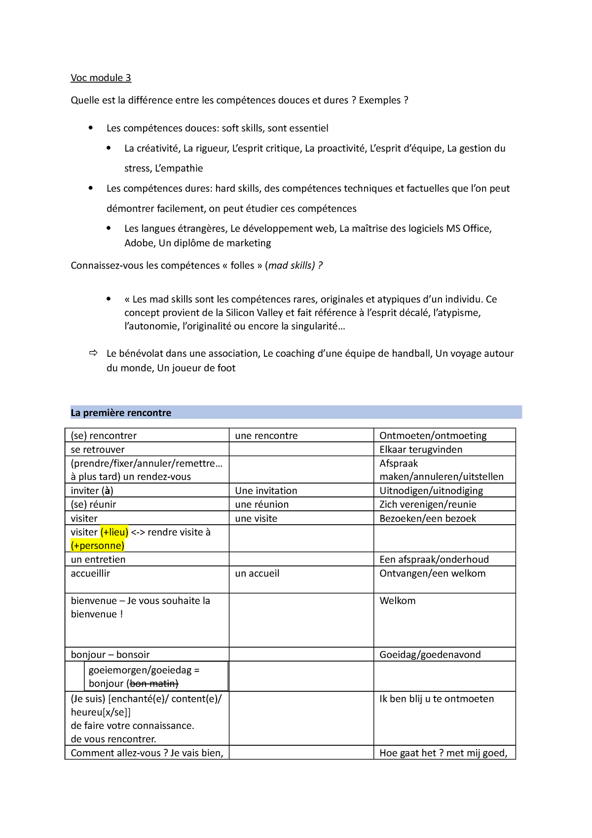 Voc Module 3 Samenvatting Français Des Affaires Voc Module 3 Quelle