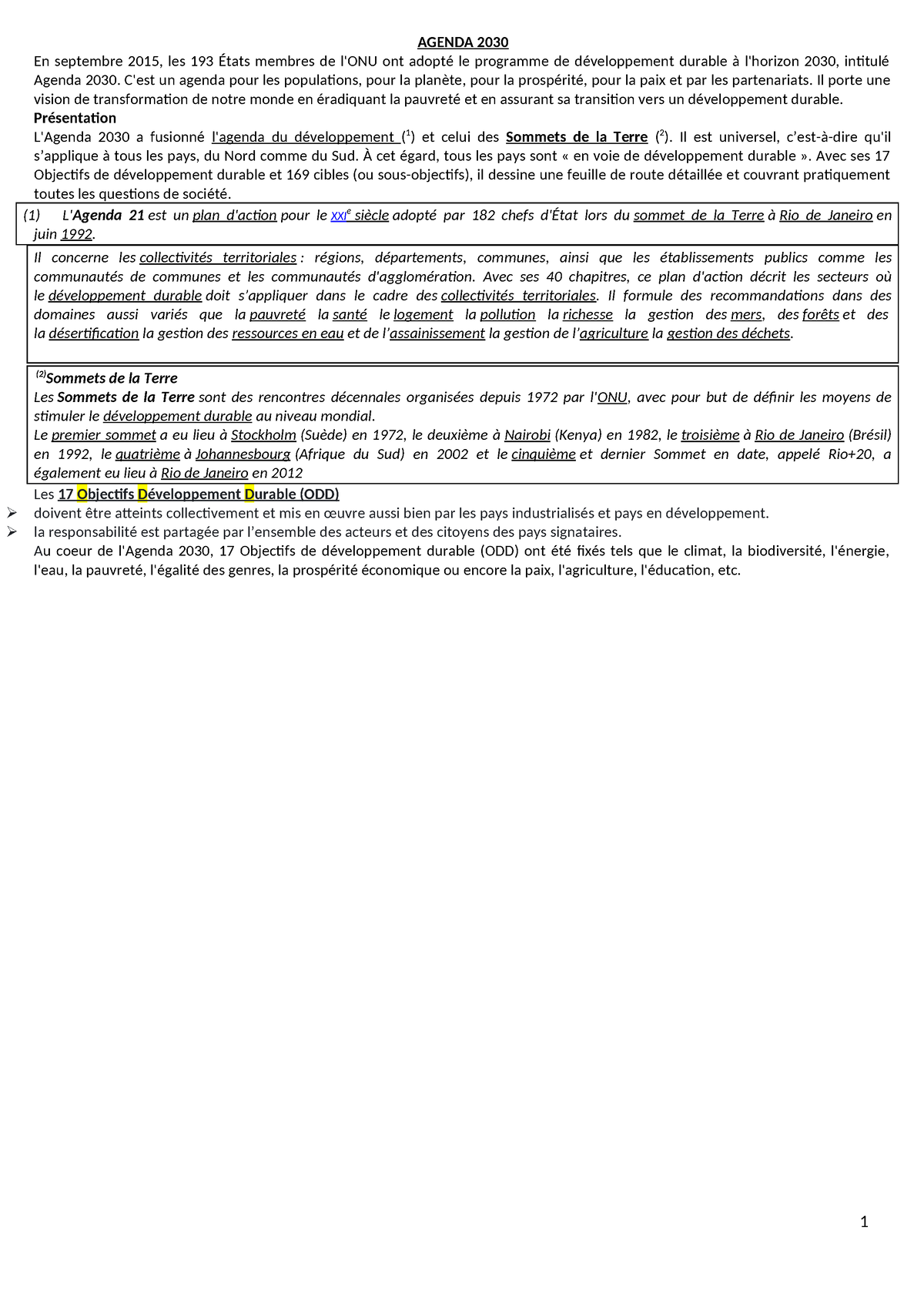 Agenda 2030 - Agenda 2030 En Septembre 2015, Les 193 États Membres De L 