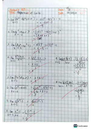 Activities about Limits - Advance Math - Studocu