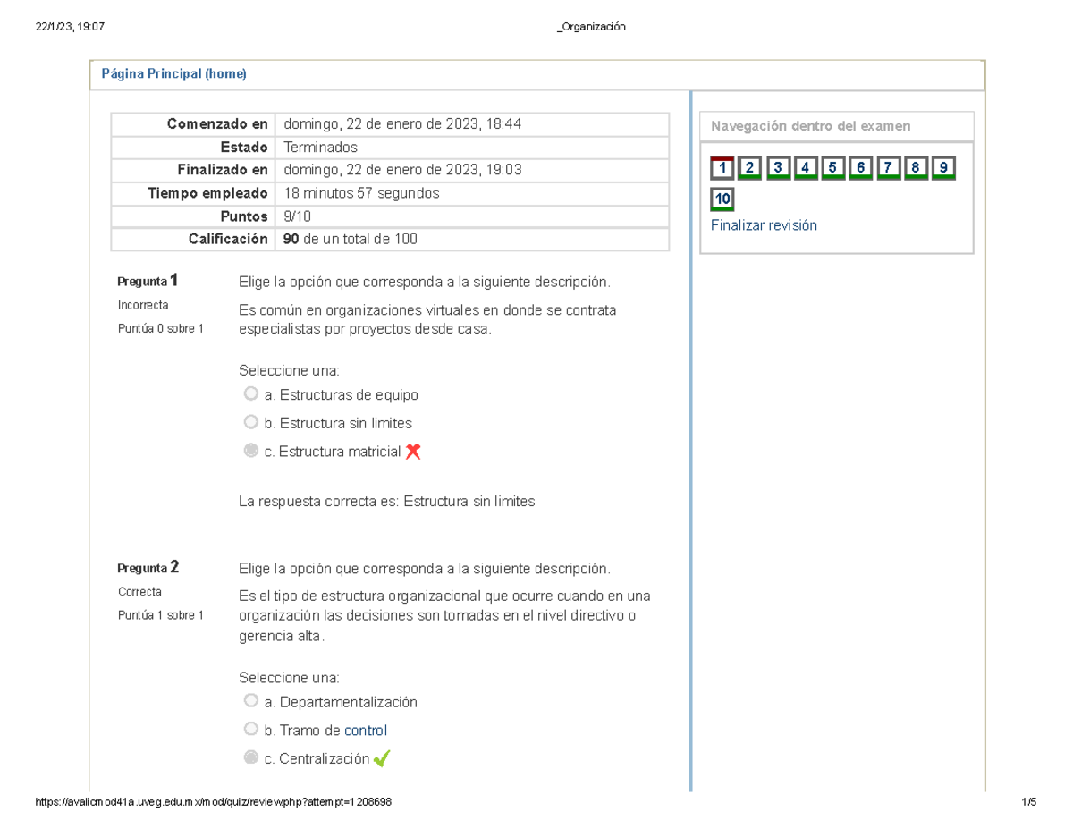 Organizaci N Examen P Gina Principal Home Pregunta Incorrecta Punt A Sobre Pregunta