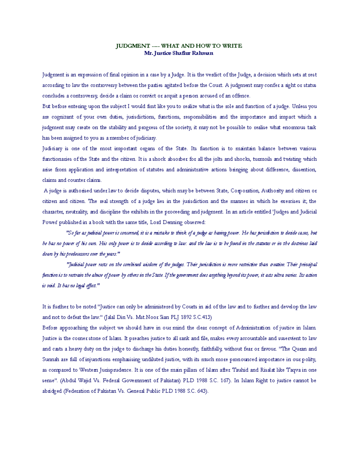 Judgmentwhatandhowtowrite - JUDGMENT - WHAT AND HOW TO WRITE Mr ...