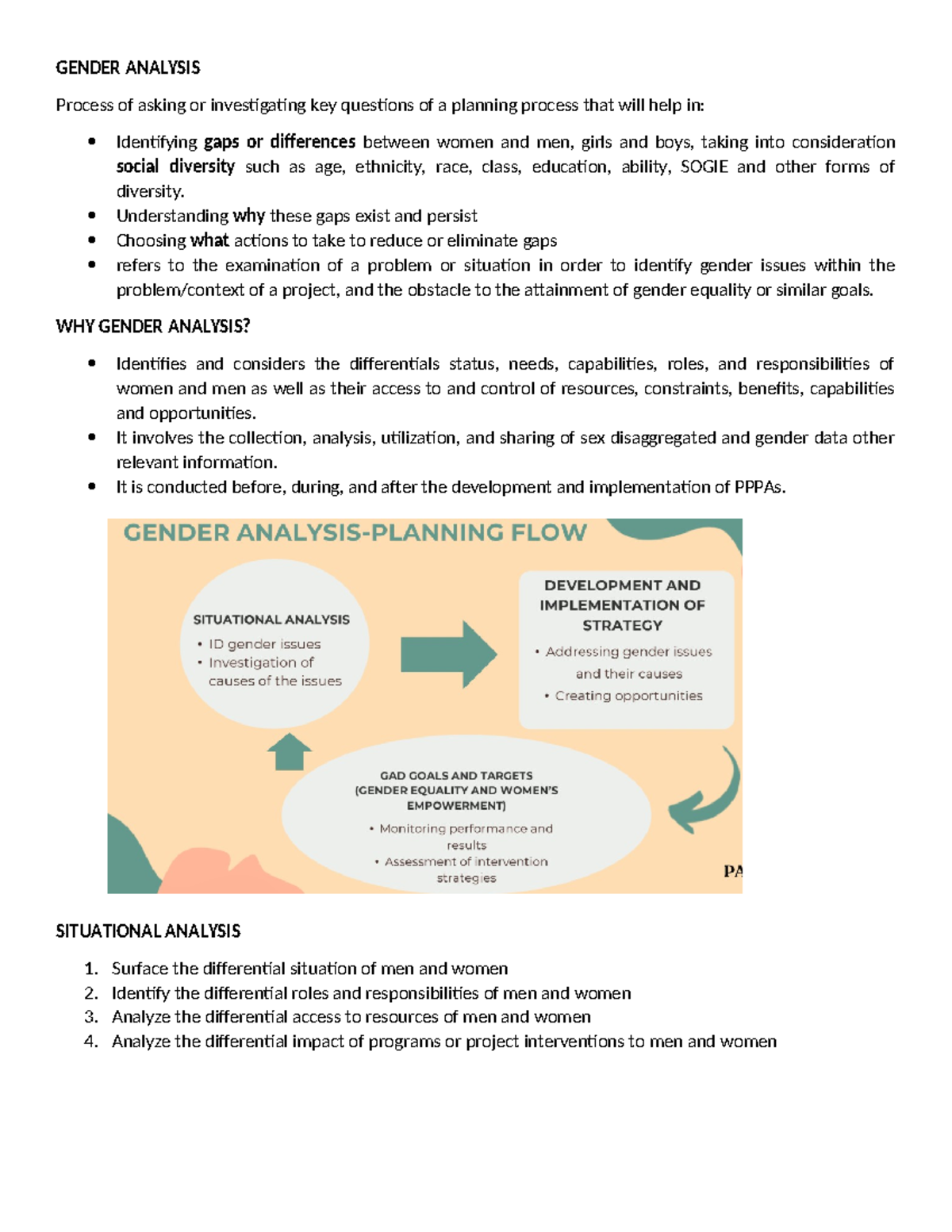 Community Org. - reviewer - GENDER ANALYSIS Process of asking or ...