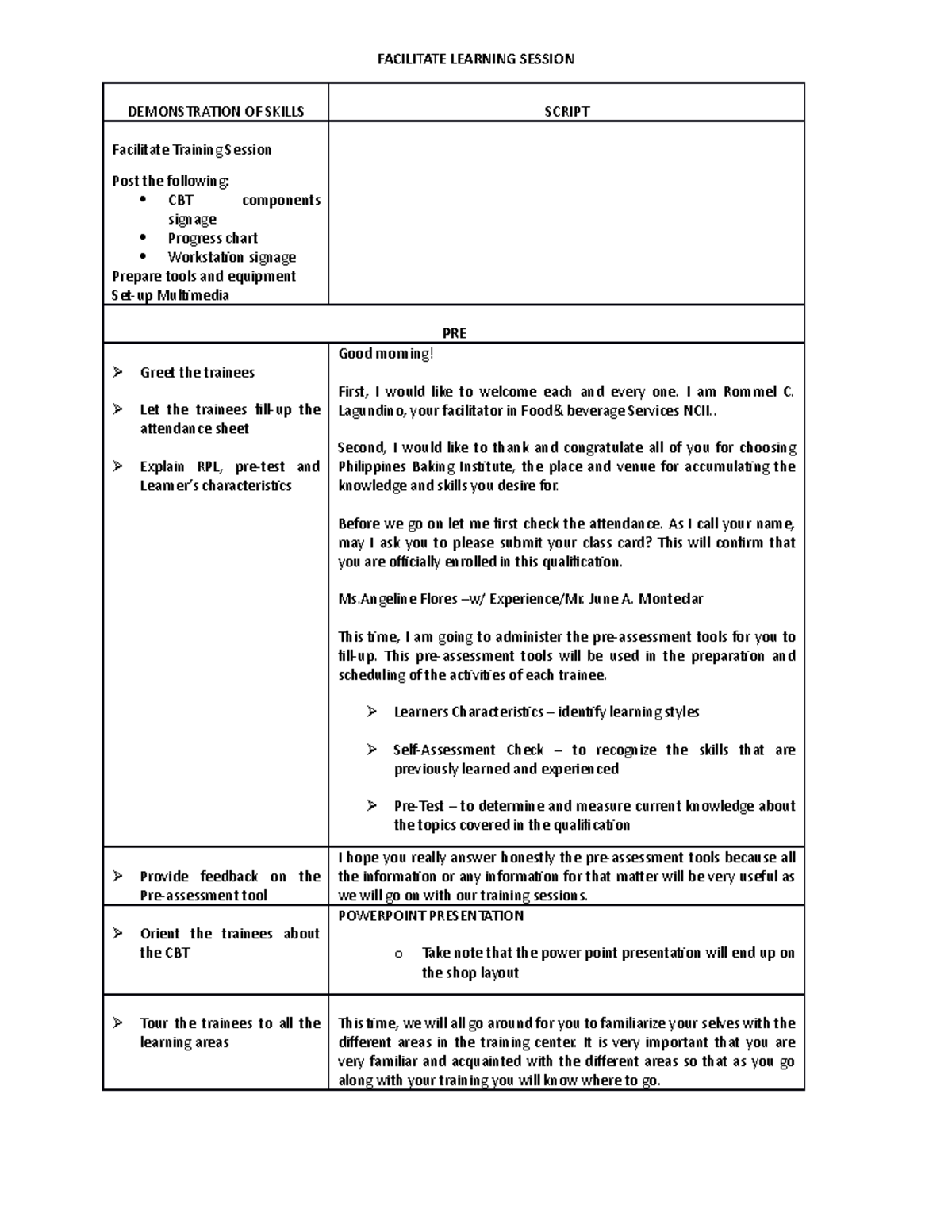 Facilitate Learning Session script docx - FACILITATE LEARNING SESSION ...