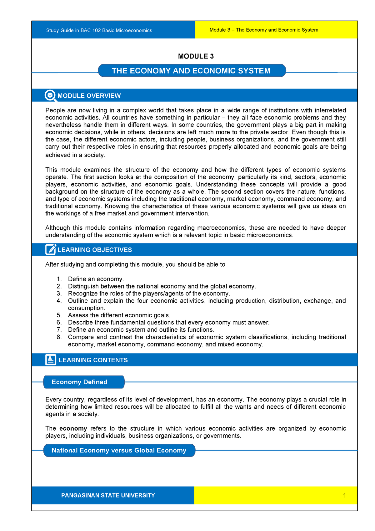 1st Yr BAC-102-SG3 - Junjun - THE ECONOMY AND ECONOMIC SYSTEM Economy ...