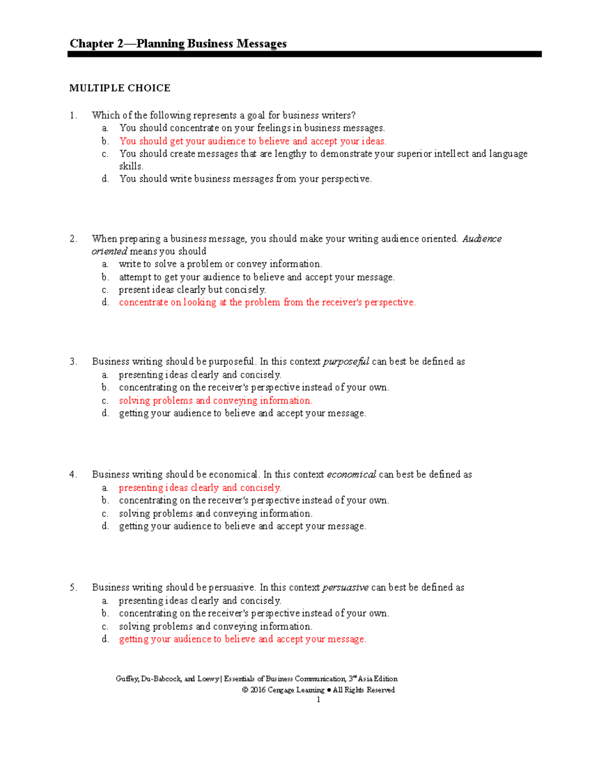 Chapter-2 - bài tâkp - Chapter 2—Planning Business Messages MULTIPLE ...