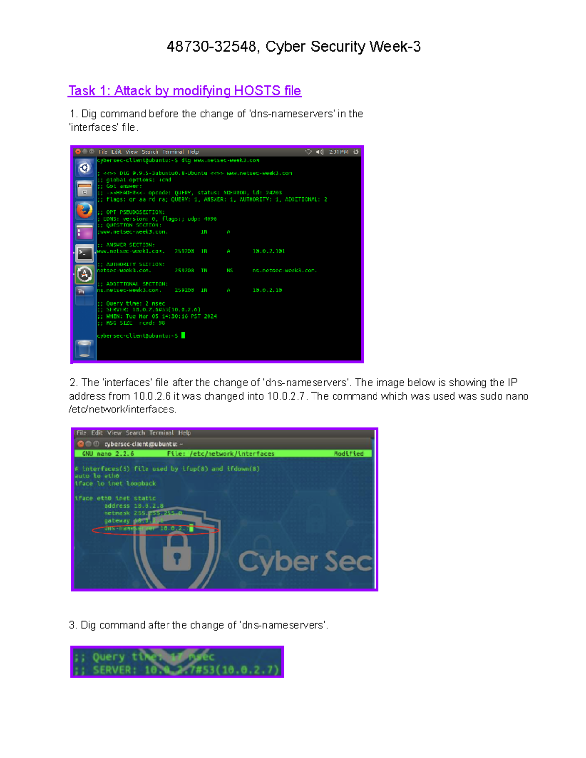 Week3 DNS Pharming- Answers Week 3 Lab - 48730-32548, Cyber Security ...