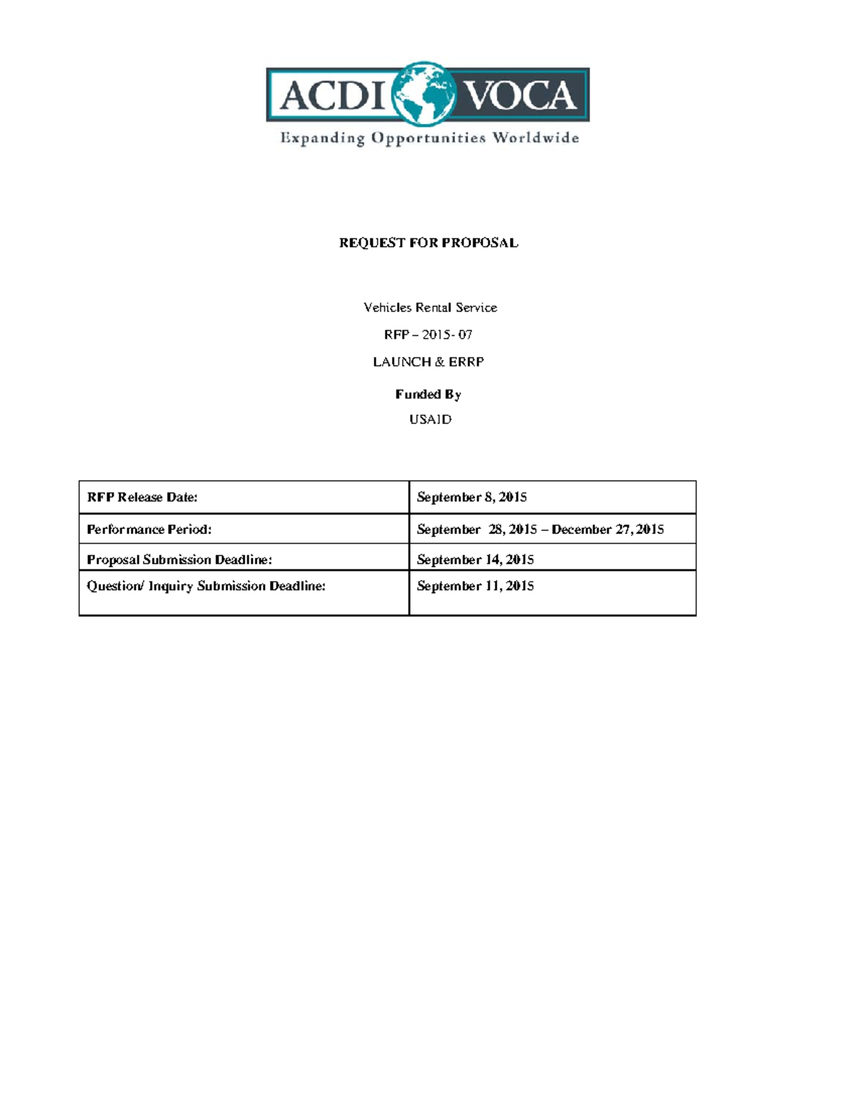 Vehicle-rental - Business Management - REQUEST FOR PROPOSAL Vehicles ...