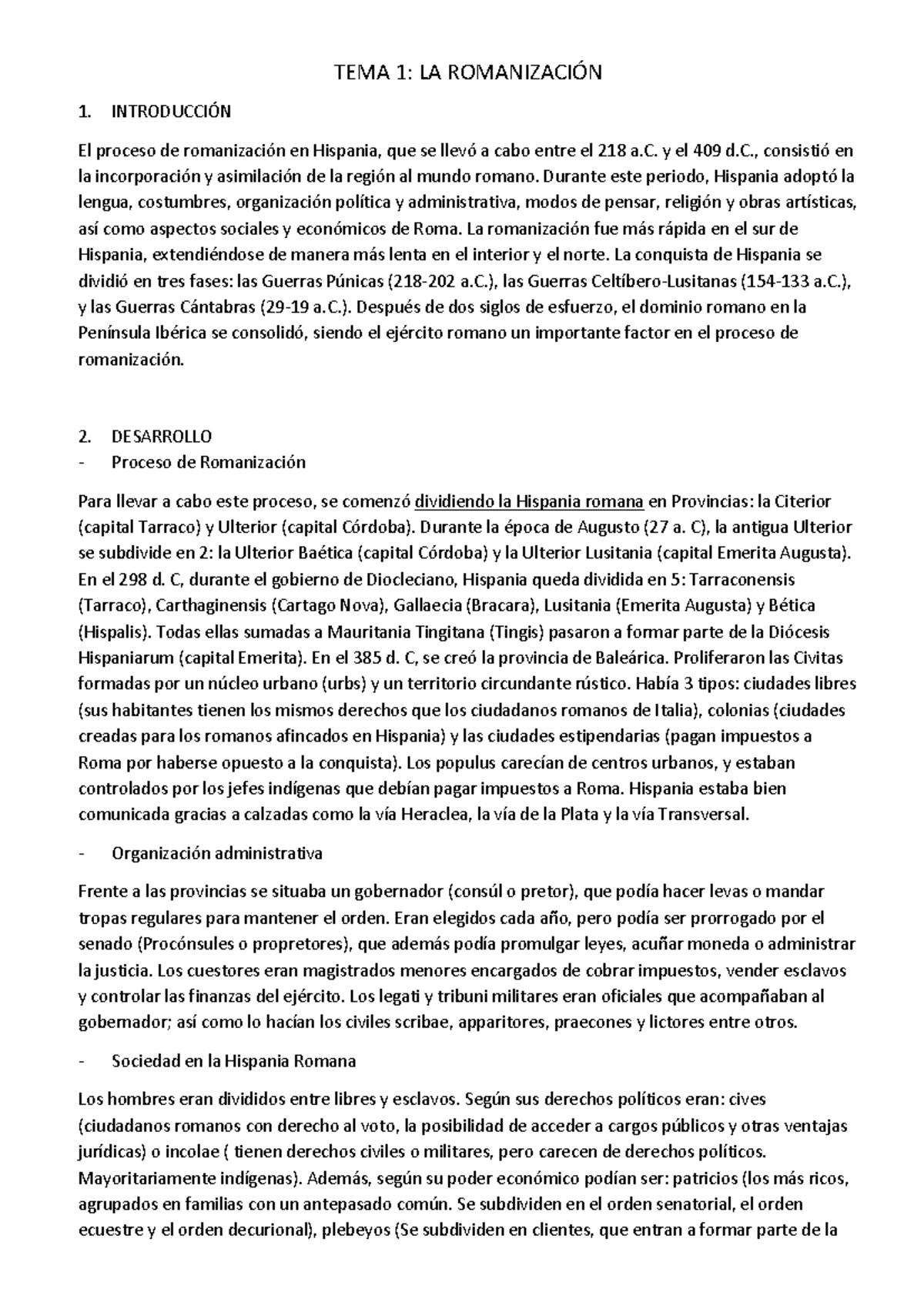 Tema201 ResÚmenes Tema 1 La RomanizaciÓn 1 IntroducciÓn El Proceso De Romanización En 0550