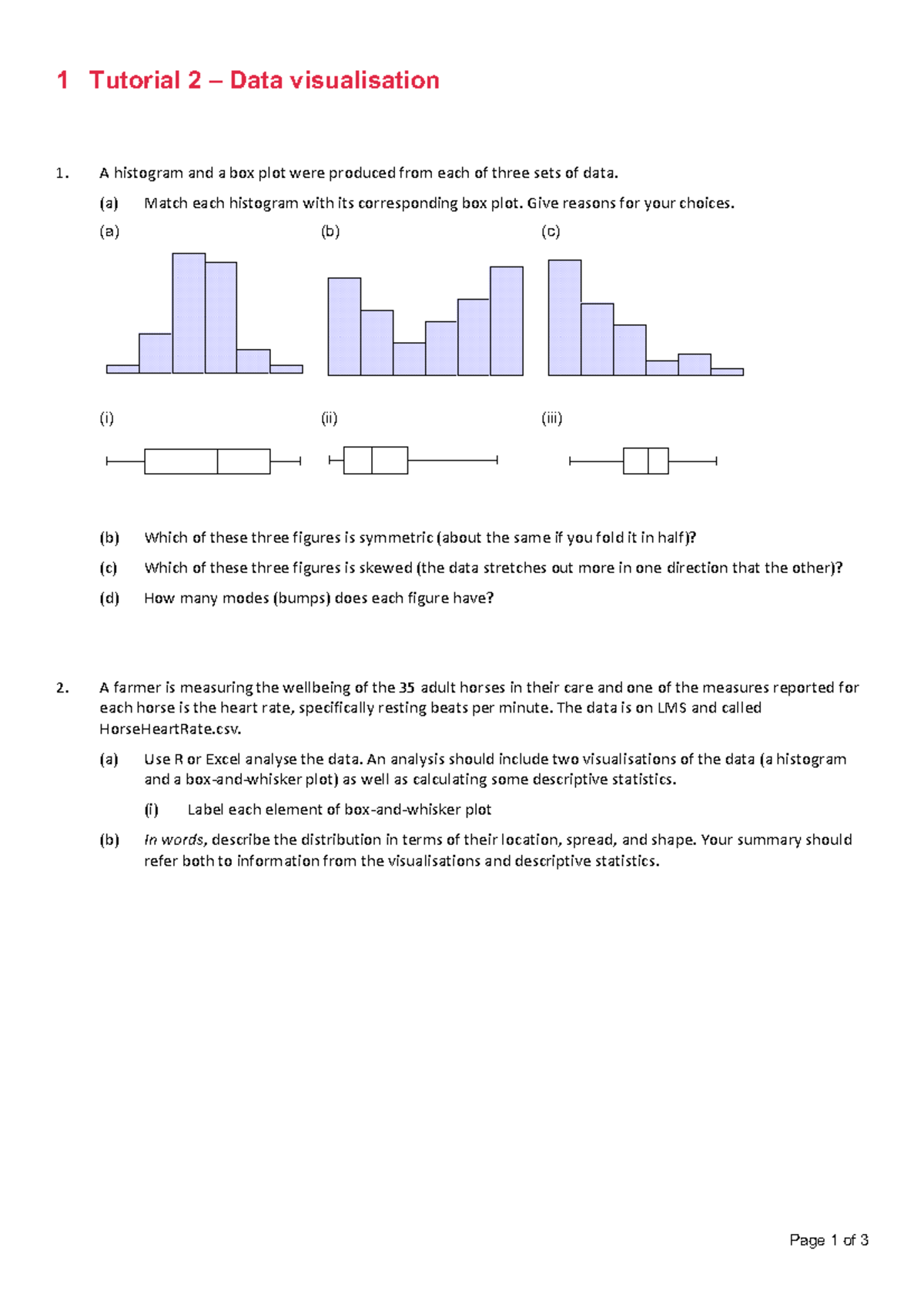 Tutorial 2 - abc - Page 1 of 3 1 Tutorial 2 – Data visualisation A ...