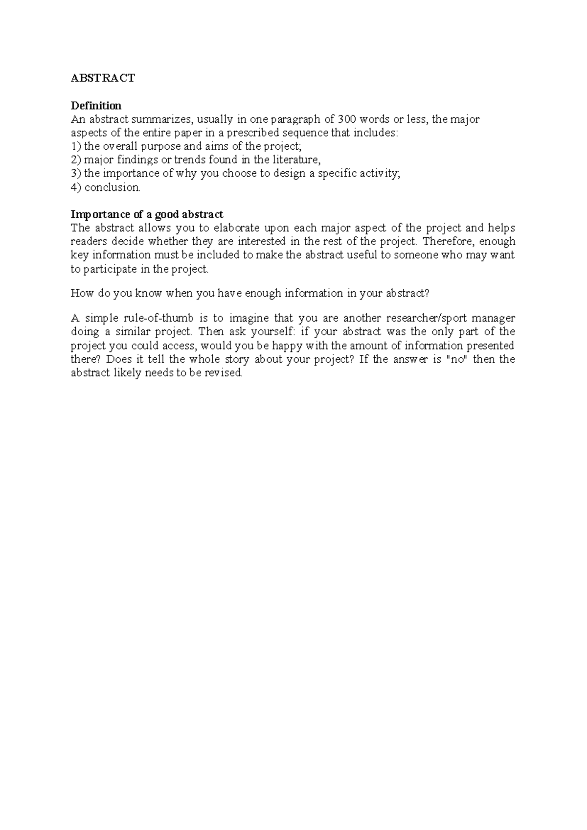 JML Abstract(1) - Project abstract - ABSTRACT Definition An abstract ...