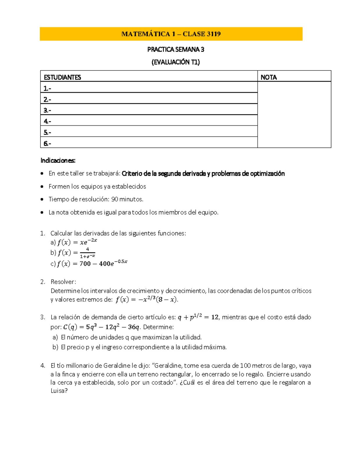 Taller 1 - Mate Basica 1 - PRACTICA SEMANA 3 (EVALUACIÓN T1 ...