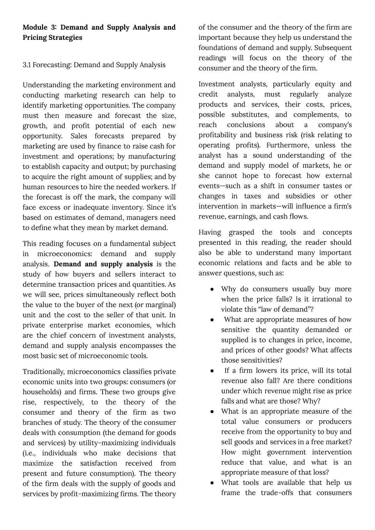 Entrep mod 3-6 - notes - Module 3 Demand and Supply Analysis and ...