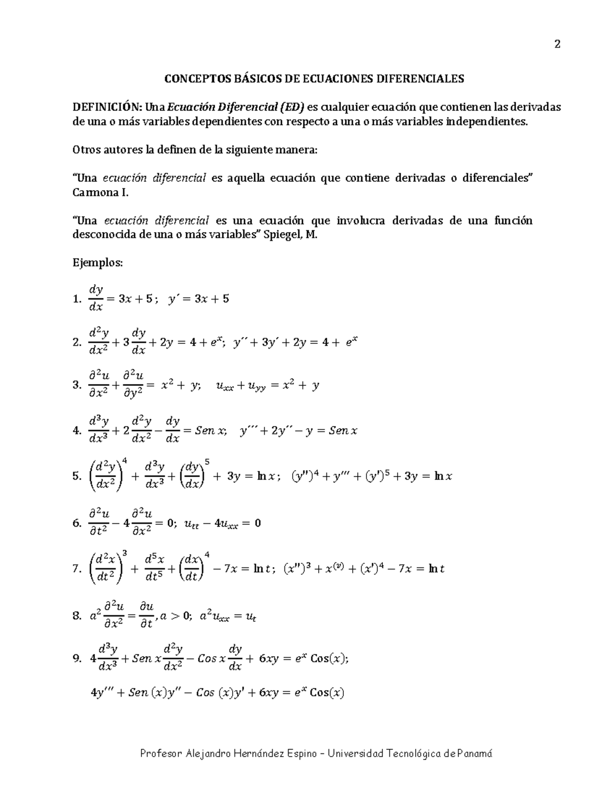 I Conceptos B A Sicos De Edo 12 Pt Conceptos Sicos De Ecuaciones Diferenciales Definici Una Ecuaci Diferencial Ed Es Cualquier Ecuaci Que Contienen Las Studocu