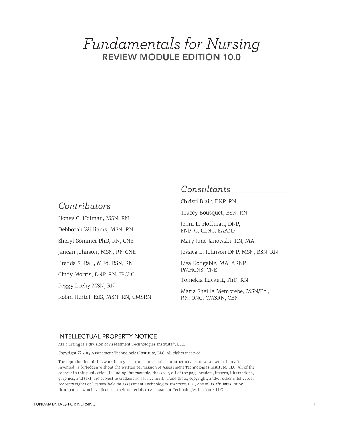 ATI 2019 Fundamentals For Nursing-Review Module 10 - 07/24/15 April 3 ...